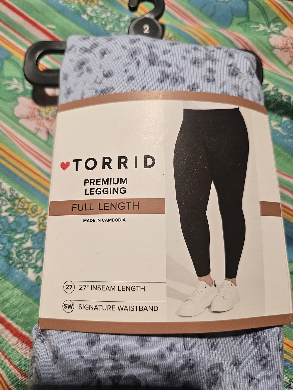 Torrid Premium Full Length Leggings - Light Blue Floral - Picture 2 of 5